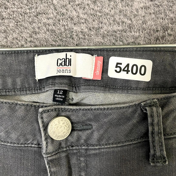 Cabi Women’s Size 12 Gray Skinny Zip Pocket Stretch Denim Jeans - Picture 7 of 11